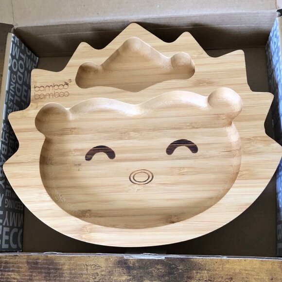 Bamboo Hedgehog Baby Plate with Suction - Healthy & Eco-Friendly Option - Picture 4 of 9